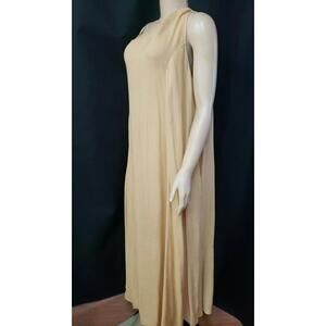 Caite Women's light Gold brown Maxi Long T-Shirt Dress Sleeveless NWT #CB8